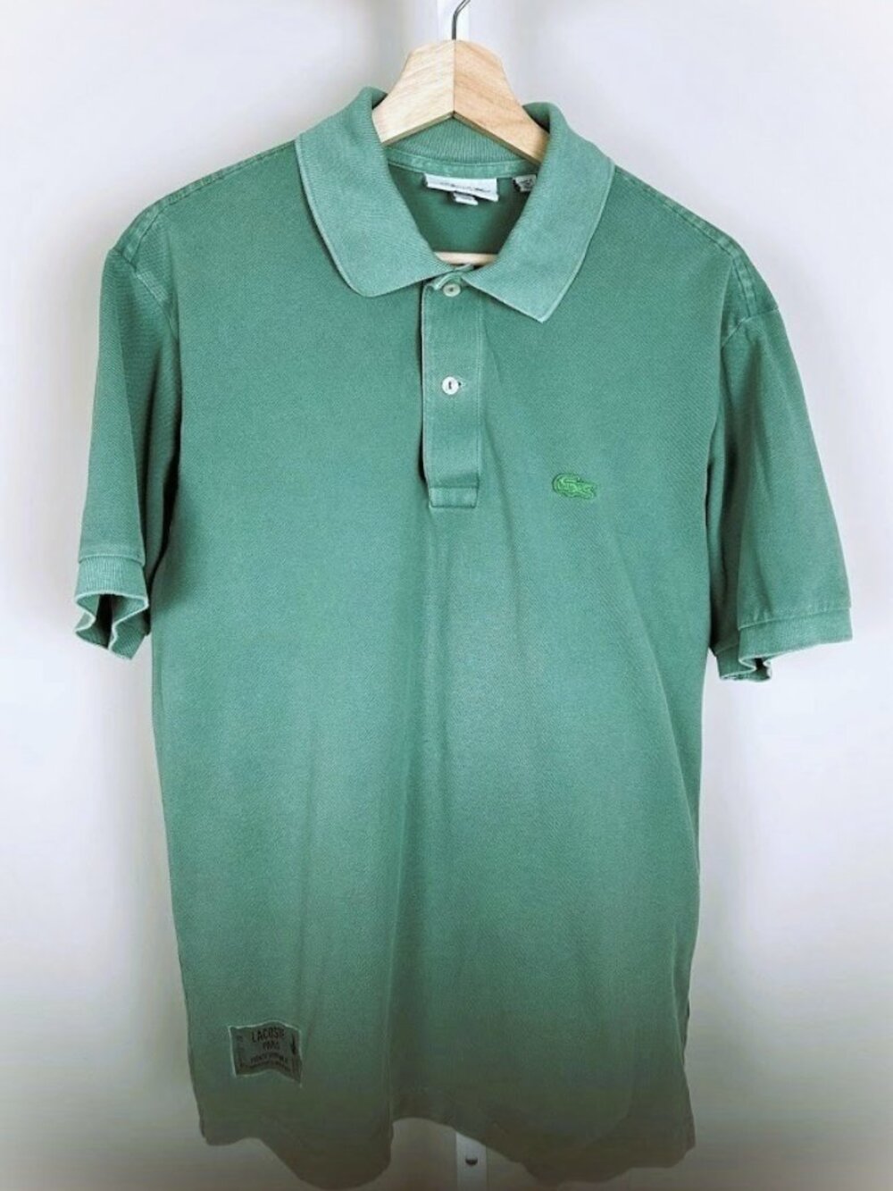 Lacoste Classic Fit Pique Polo Shirt Green Garment Dyed Men's Casual Size US L